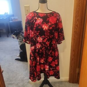 Apt. 9 Black and Red Floral Mini Dress